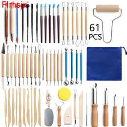 61Pcs DIY Clay Sculpting Tools Set Dual-Ended Modelling Dotting Tools for Carving Pottery Clay Modelling Embossing Art