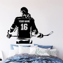 Personalized Girls Name & Number Hockey Female Player Decal Vinyl Art Decor Home Room Bedroom Sport Wall Sticker Custom G028