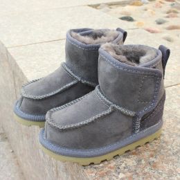 Boots Winter Boots Genuine Leather Ankle Boots Sheepskin Boys Girls Winter Shoes NonSlip Soft Bottom Breathable Children's Snow Boots