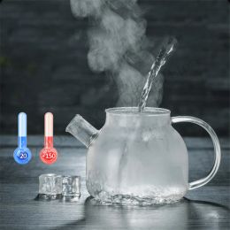 Transparent Borosilicate Glass Teapot Water Jug Heat-Resistant Large Capacity Kung Fu Kettle Home Flower Tea Pot Bottle Decanter