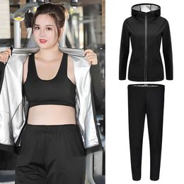 Women Sauna Suit Fitness Weight Loss Sweating Clothes Gym Sportwear Sets Female Quick Dry Slimming Tracksuit 240401