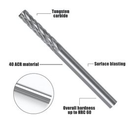 3mm 1/8 Long Shank Drawing Carbide Burs for Dremel Tool Milling Cutter Rotary Tool Burr Diamond Cut Rotary 38mm to 100mm Length