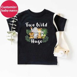 T-shirts Custom Name Birthday Shirt 1-9 Birthday T-Shirt Wild Tee Girls Boys Party T Shirt Cute Animal Print Clothes Kids Gifts Tops 240410