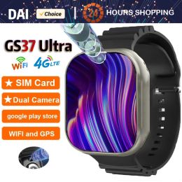 Watches 2023 New GS37 Ultra 4G Smart Watch Android System with Dual Camera WiFi GPS SIM card Compass Google Play Store Sport Smartwatch