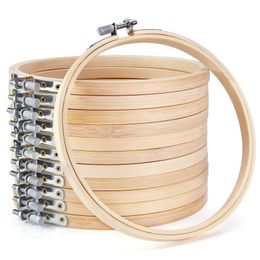 10/20 PCS 10 Inch Round Circle Cross Stitch Bamboo Wooden Embroidery Craft Hoops Household Sewing Tools