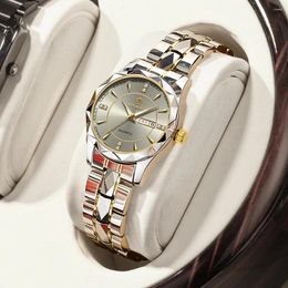 Wristwatches BINBOND Japan Quartz Movement Golden Watches Women Top Stainless Steel Strap Date Week Watch Clock Reloj Hombre