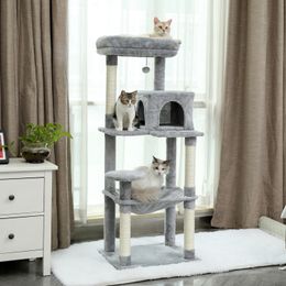 Cat Tree Ladder Natural Sisal Scratching Post for Cat Kitten Protect Furniture Cat Multi Level Tower Specious Cosy Condo Hummock