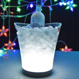 5L LED Ice Bucket Wine Cooler Colors Changing Champagne Wine Bucket for Night Party Home Bar Kitchen Wine Tools Accessories