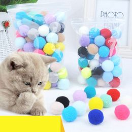 Solid Colour Cat Toys Stretch Plush Ball 0.98in Cat Toy Ball Creative Colourful Interactive Cat Pom Pom Cat Chew Toy Dropshipping