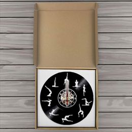 12INCH Vintage Vinyl Record Wall Clock Modern Design Yoga Classic Vinyl Record Clocks Wall Watch Art Home Decor Gifts for Home