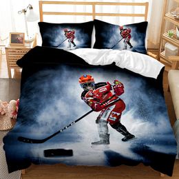 Ice Hockey Sport PlayerExtreme Sport Bedding Set Boys Girls Twin Queen Size Duvet Cover Pillowcase Bed Kids Adult Home