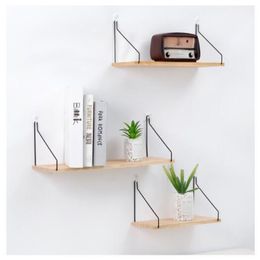 Storage Holders Simple wooden wall shelf in Nordic Solid wood partition rack Receiving of Creative Hall230w