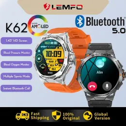 Watches LEMFO K62 Smart Watch 1.43 Inch AMOLED Men Women Bluetooth Call Sport Smartwatch 2023 Health Military IP67 Waterproof PK Ultra 8