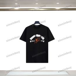 xinxinbuy Men designer Tee t shirt 2024 Italy Cow letter embroidery short sleeve cotton women Grey black white yellow M-2XL