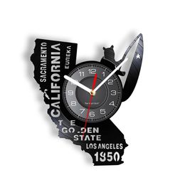 Eureka The Golden State California State Home Wall Clock Sacramento Los Angeles Vinyl Record Wall Clock USA Travel Souvenir Gift