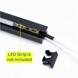 0.5m/1m/pcs Invisible LED Recessed Aluminium Profile Hidden Backlight Channel With Milky Cover Cabinet Shelf Hard Bar Strip Light