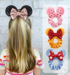 Hair Accessories 2023 S Christmas Mouse Ears Sequins Bows Headband Women Velvet Scrunchies Bands For Girls Party DIY3040922
