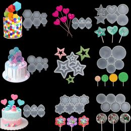 New Star Round Love Heart Lollipop Silicone Mould Chocolate Candy Cake Mould Birthday Cake Decorating Tool Bake Accessory Supply