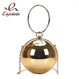 Evening Bags Colourful Round Shape Party Clutches For Women Shiny Purses And Handbags Designer Mini Chain Shoulder Bag 2024