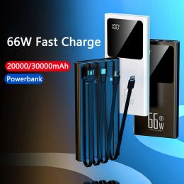 30000mAh Power Bank 66W Fast Charging for Huawei P40 Powerbank Built in Cable for iPhone 13 12 11 X Samsung S21 Xiaomi Poverbank