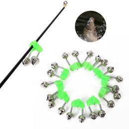 100 Pcs Fishing Bite Alarms Fishing Rod Bells Rod Clamp Tip Clip Bells Ring Green ABS Fishing Accessory New269a