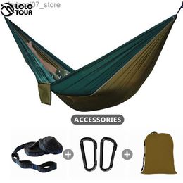 Hammocks Parallel Cloth Hammock Sleeping Swing Single Outdoor Travel Relaxation and Leisure Hamak Hammock Durable Survival HamacQ