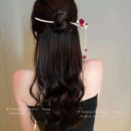 Flocking Flower Pearl Tassel Hairpin, Niche Design, Natural, Fresh, Small Fork, Personalised and Versatile Hair Accessories