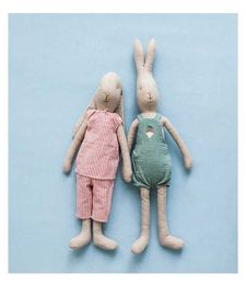 Plush Dolls Big Rabbit Cotton Toy Sleep Toy Baby Cute Doll Handmade Linen Fabric Sewing Plush Filling Rabbit J240410