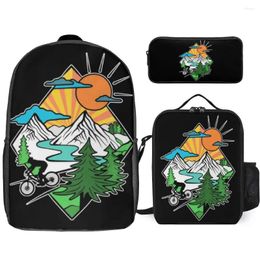 Backpack 3 In 1 Set 17 Inch Lunch Bag Pen Mtb Mountain Bike Cycling Classic Lasting Casual Graphic Snug Sports Activities