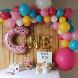 1 Set Sweet Donut Letter Foil Balloons 16inch Grow Up Record Air Globos Birthday Party Baby Shower Home Decorations Kid Gift Toy