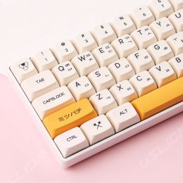 Accessories 140 Keys Cute Bee Milk Theme XDA Keycaps PBT Dye Sublimation Korean Japanese English KeyCaps For Gaming Mechanical Keyboard Caps