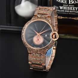 Luxury Men's Quartz Watches High Quality Three Hands Sculpted Multifunction Datejust Spiral Pattern Calendar Steel Strap Watches