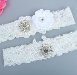 Real Picture Pearls Crystals Bridal Garters for Bride Lace Wedding Garters Handmade Flowers Cheap Wedding Leg Garters In Stock3067920