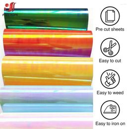 Window Stickers 50 100cm Holographic Iridescent Heat Transfer Roll Iron-on Press T-shirt Film HTV Printing Clothing For Cameo