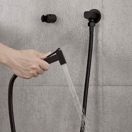 Matt Black & Chrome Plated Brass Square Bidet Sprayer Bathroom Bidet Faucet
