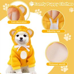 Pet Dog Hoodies Dog Clothes Adorable Warm Dog Sweaters Bear Ear Hat New Pet Cat Clothes for Autumn And Winter