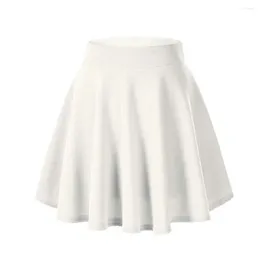 Skirts Women Basic Skater Skirt High Waist A-Line Solid Colour Short Saias Femininas