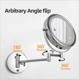 8 inch Wall Mounted Makeup Mirror 3X / 5X Magnifying Double Side Folding Arm Extend Bathroom Smart Cosmetic Mirrors