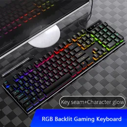 Keyboards Wired Gaming Keyboard Mechanical Feel Backlit Keyboard Luminous 104 Keys For PC Computer Gamer USB Cable RGB Backlight Keyboards