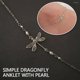 Anklets Anklet Jewellery Fashion Dragonfly With Pearl Beach Ankle European American Simple Bracelet Lady And R4J5