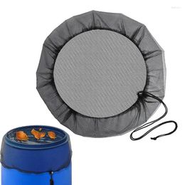 Garden Decorations Courtyard Outdoor Bucket Rain Barrel Mesh Cover Water Tank Leaf Screen Insect Protection Black Polyester