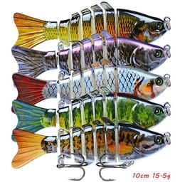 10cm 15 5g Multi-section Fish Hook Hard Baits & Lures 6# Treble Hooks 5 Colours Mixed Plastic Fishing Gear 5 Pieces lot H-2284v