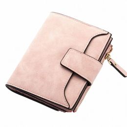 fi Solid Colour Short Women Wallets New Small Zipper PU Leather Quality Female Card Holder Slim Simple Purse Z74d#
