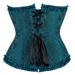 Women Sexy Vintage Corsets and Bustiers Lace Up Floral Lingerie Tops Brocade Victorian Corselet Body Shaper Plus Size S-6XL