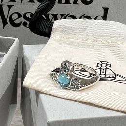 Designer Viviane Westwood 23 New Western Empress Dowager Aqua Blue Saturn Transit Bead Ring High Grade Earth Planet Glass Bead Ring 7 Eve Gift