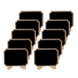 10pcs Mini Wooden Blackboard Message Rectangular Slate Board Cards Memo Label Signs Price Digit Table