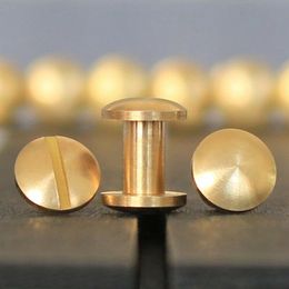 10pcs Solid Brass Binding Chicago Screws Nail Stud Rivets For Photo Album Leather Craft Studs Belt Wallet Fasteners 8mm Dome Cap