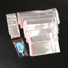 100Pcs Transparent Self Adhesive Seal OPP Plastic Cellophane Bags Gifts Bag&Pouch Jewelry Packaging Bag With Hang Hole