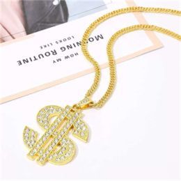 Jewellery Hip Hop Gold Chain Necklace Men's and Women's US Dollar Symbol Diamond Pendant