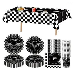 Disposable Dinnerware Paper Set Racing Car Party Compostable 81PCS Including Plate Towel Cup